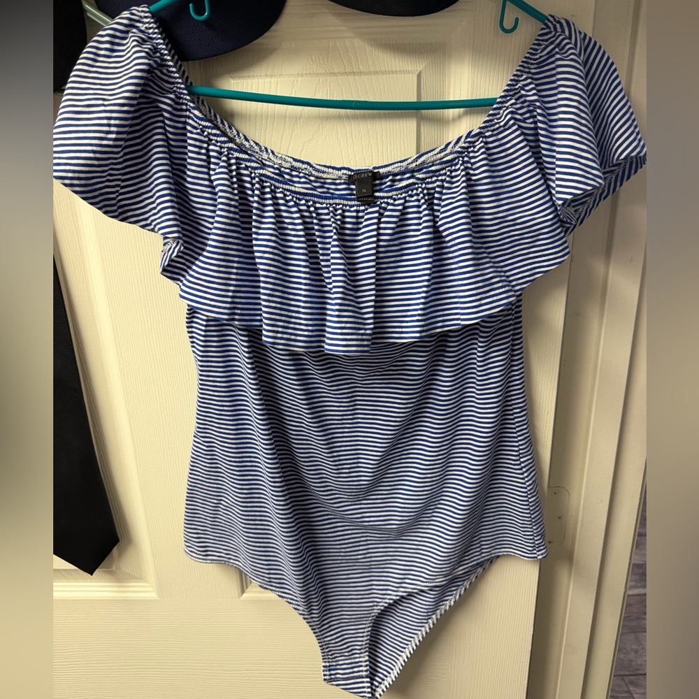 J. Crew Navy and White Striped Top